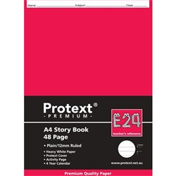 Protext Premium Story Book A4 48 Page 1/3 Plain 2/3 Ruled 12mm Red Margin E24