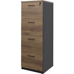 OM Premier Filing Cabinet 4 Drawer 468W x 510D x 1320mmH Regal Walnut