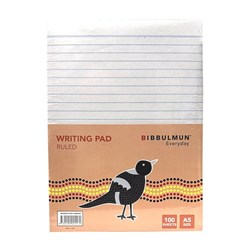 Bibbulmun Writing Pad A5 100 Leaf Ruled White