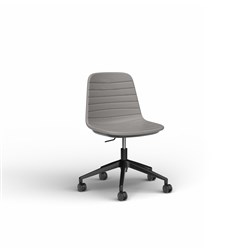 OLG Sofia Office Chair Gas Lift Black Base Light Grey PU Leather Seat And Back