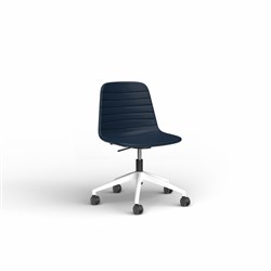 OLG Sofia Office Chair Gas Lift With Tilt White Base Navy PU Leather Seat And Back