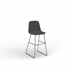 OLG Sofia Barstool Black Sled Base Pewter Fabric Seat
