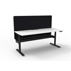 Rapidline Halo+ Single Sided Workstation + Black Eco Screen +Tray 1500Wx620-1270mmH Wht/Bl