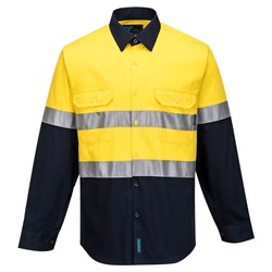 Portwest Hobart Hi-Vis Contrast Shirt Long Sleeve 4XL Yellow And Navy