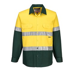 Portwest Hobart Hi-Vis Lightweight Contrast Shirt Long Sleeve XL Yellow/Green