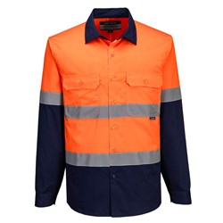 Portwest Industrial Hi-Vis Lightweight Contrast Shirt Long Sleeve XS Orange/Navy