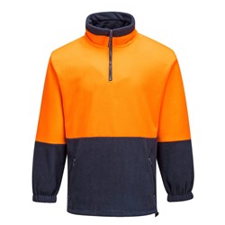 Portwest Hi-Vis Contrast 1/4 Zip Class D Polar Fleece Jumper Small Orange And Navy