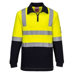 Portwest Modaflame Fire Resistant Day Night Brushed Fleece Jumper L Yellow/Navy