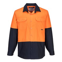 Portwest Canberra Hi-Vis Contrast Lightweight Class D Shirt Long Sleeve S Orn/Navy