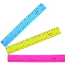 Bantex Plastic Ruler Fluoro 30cm Assorted Colours