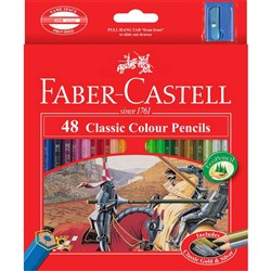 Faber-Castell Classic Colour Pencils And Sharpener Assorted Pack of 48