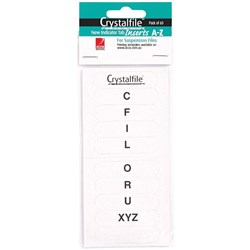 Crystalfile Indicator Tabs Inserts A-Z White Pack Of 60