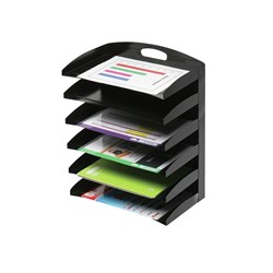 Marbig Desktop Organiser 6 Tier Metal 385L x 230D x 500mmH Black