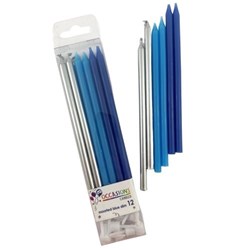 Alpen Candle Slim Blues/Silver Pack of 12
