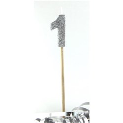 Alpen Candle Number Glitter No. 1 Silver