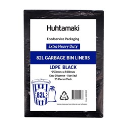 82L Garbage Bag Black 82e Extra Heavy Duty Pack 25 or Ctn 200